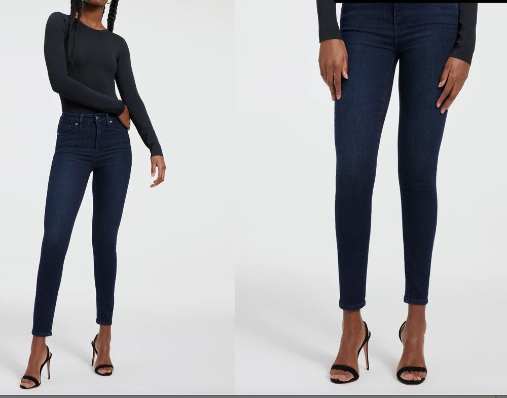 Good American Good Leg Blue 14/32 Denim Jeans Cotton High Rise Skinny Leg